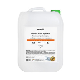 Грунтовка гидроизоляционная глубокопроницаемая с антисептиком Sublime Primer AquaStop Standard, 10 л