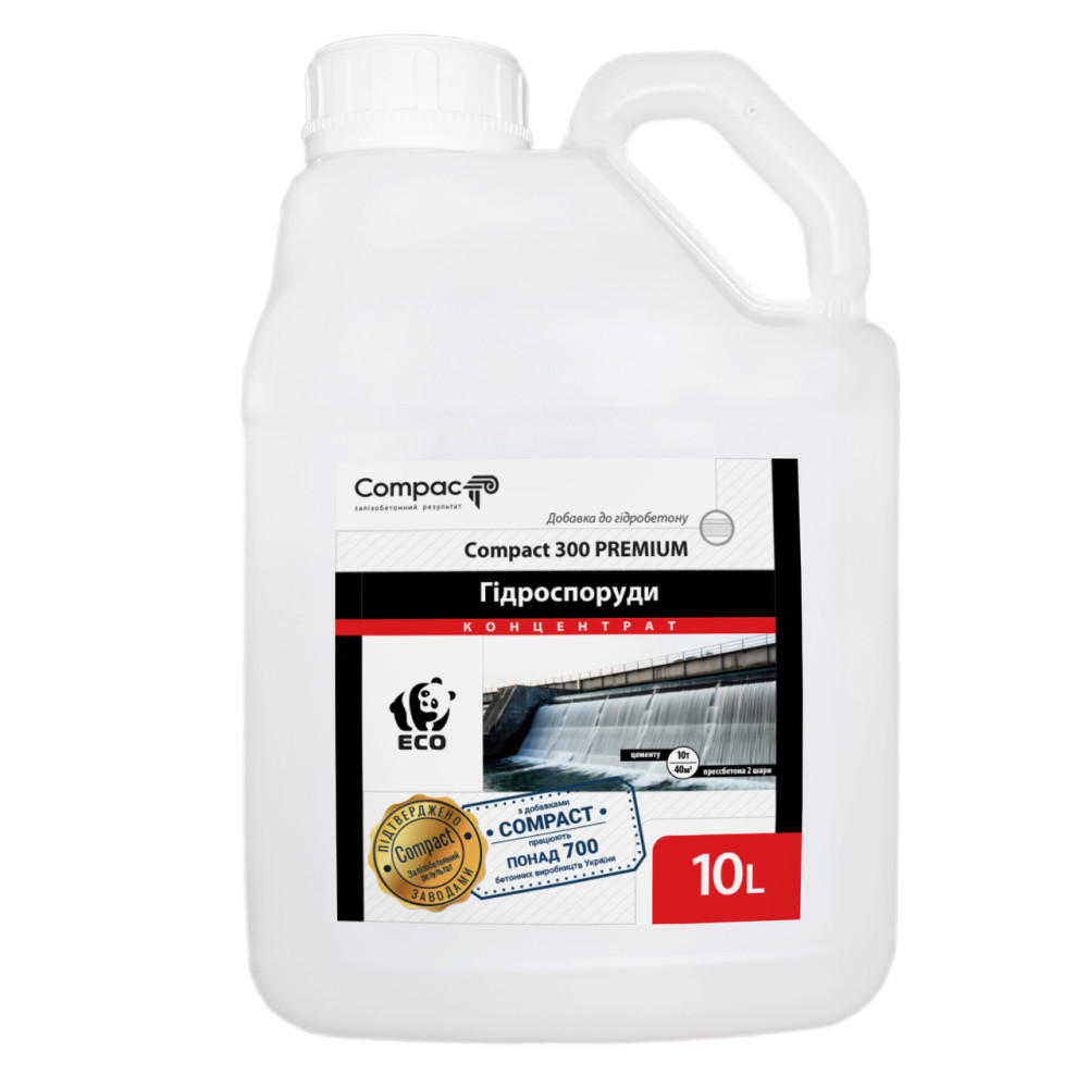 Plastifiant pentru creșterea rezistenței betonului Compact 300 Intrare 0,1% Prevenirea eflorescenței 10 l