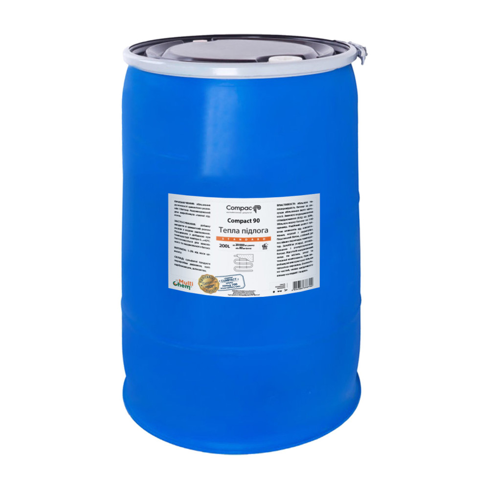 Пластификатор Тёплый пол Compact 90 Standard для бетона стяжки 200 л