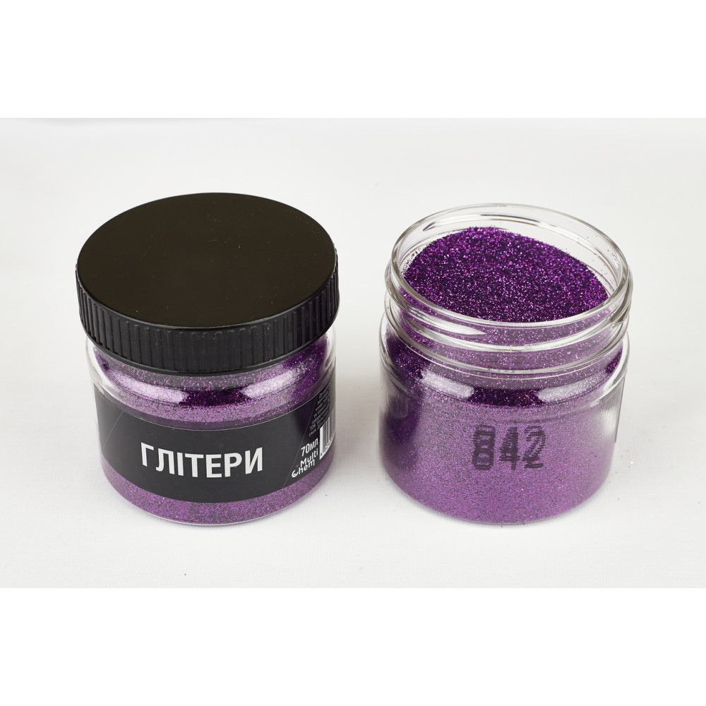 Глитер темно-фиолетовый 842, 0,2 мм 1/128, 70 мл