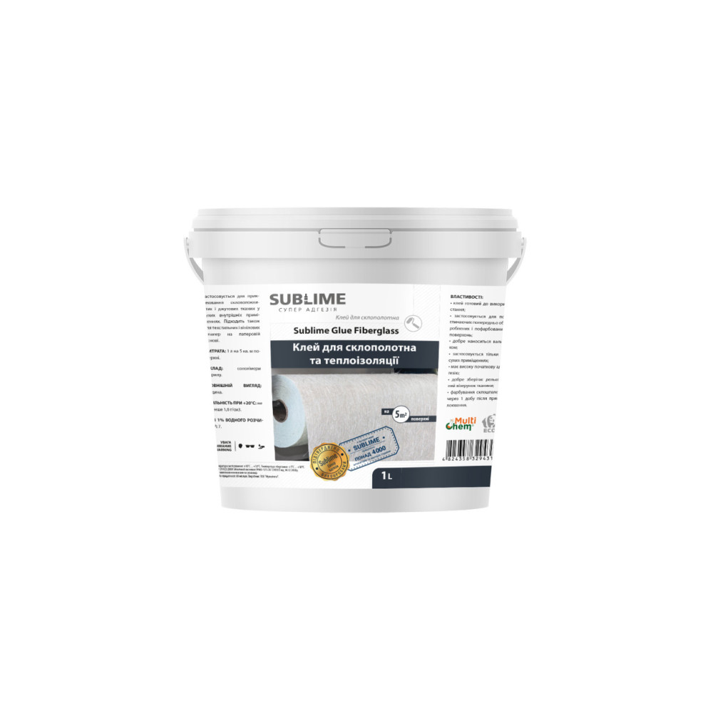 Клей для стеклохолста и теплоизоляции Sublime Glue Fiberglass, 1 л