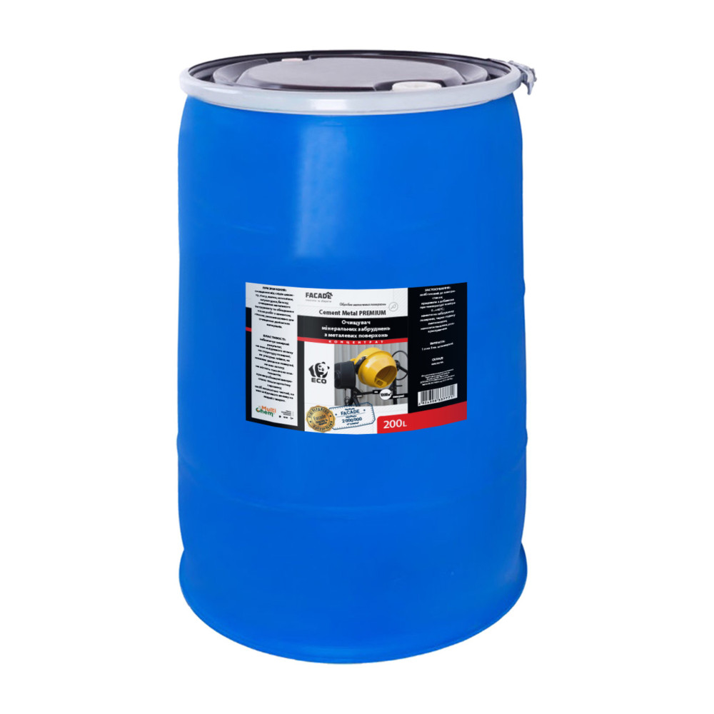 Смывка бетона с металлических поверхностей Cement Metal Premium 200 л