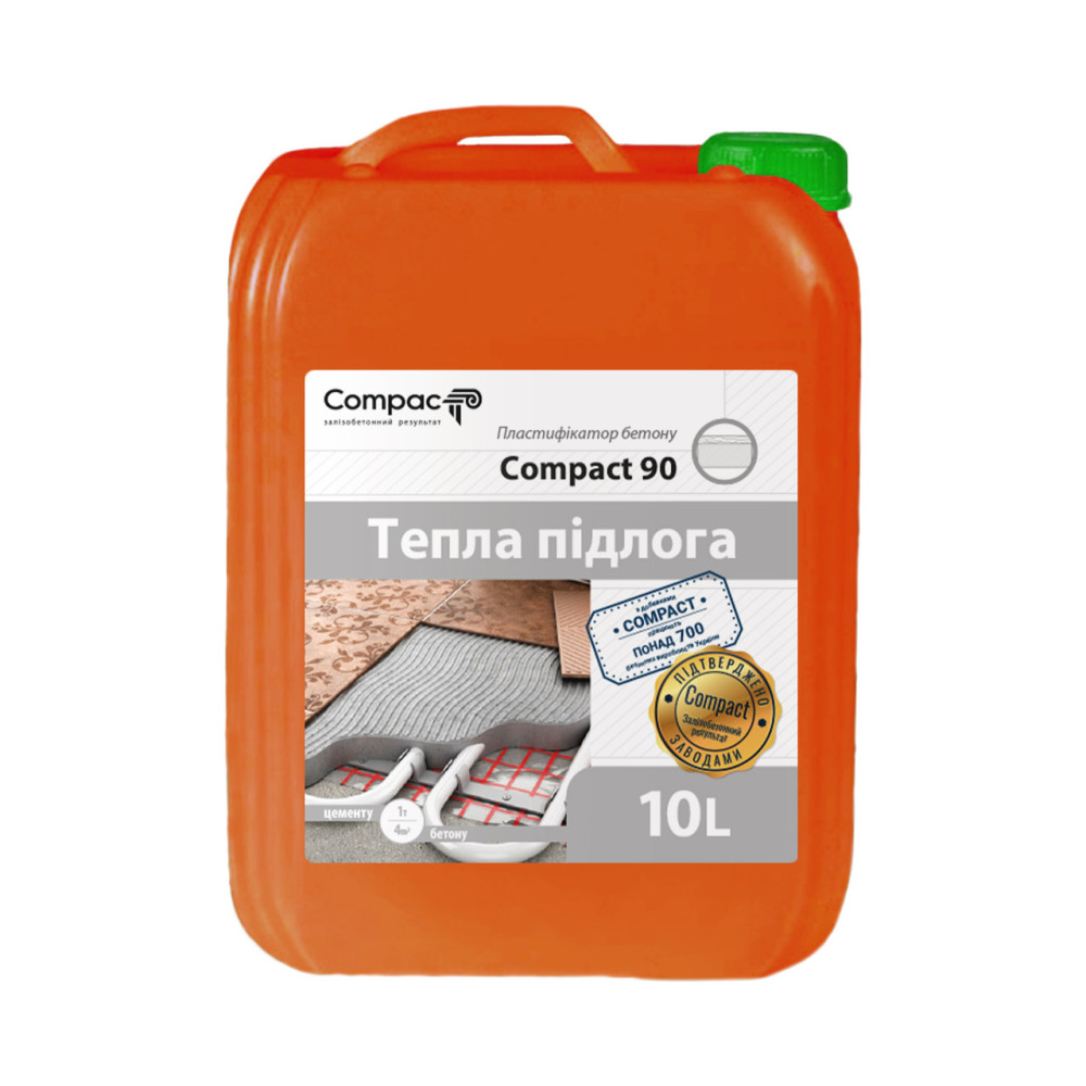 Пластификатор Тёплый пол Compact 90 Euro для бетона стяжки 10 л